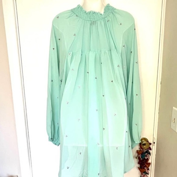NWOT HAYDEN LA MINT GREEN CHIFFON PEASANT TOP PLUS SIZE 1XL - Picture 8 of 9
